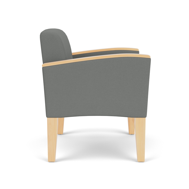 Belmont Lounge Reception Oversize Guest Chair / Natural Wood Legs / Light Gray