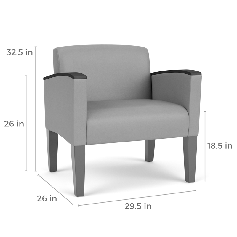 Belmont Lounge Reception Oversize Guest Chair / Natural Wood Legs / Light Gray
