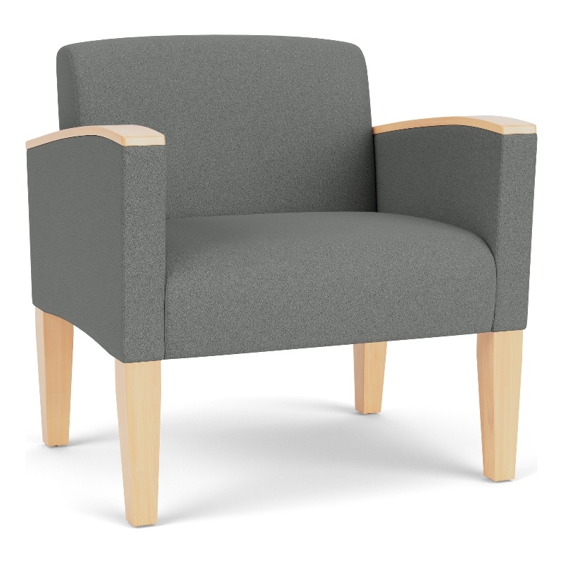 Belmont Lounge Reception Oversize Guest Chair / Natural Wood Legs / Light Gray