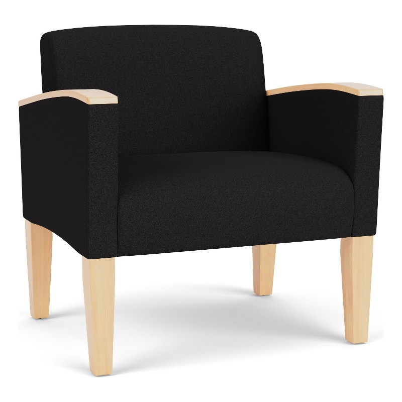 Belmont Lounge Reception Oversize Guest Chair / Natural Wood Legs / Black