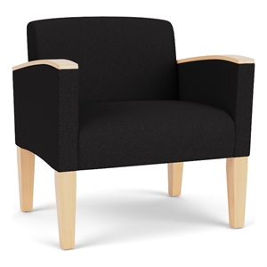 Belmont Lounge Reception Oversize Guest Chair / Natural Wood Legs / Black
