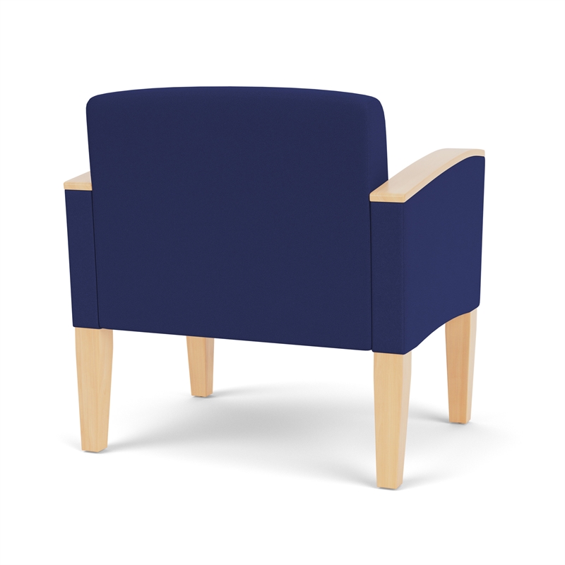 Belmont Lounge Reception Waiting Oversize Guest Chair / Natural Wood Legs / Blue