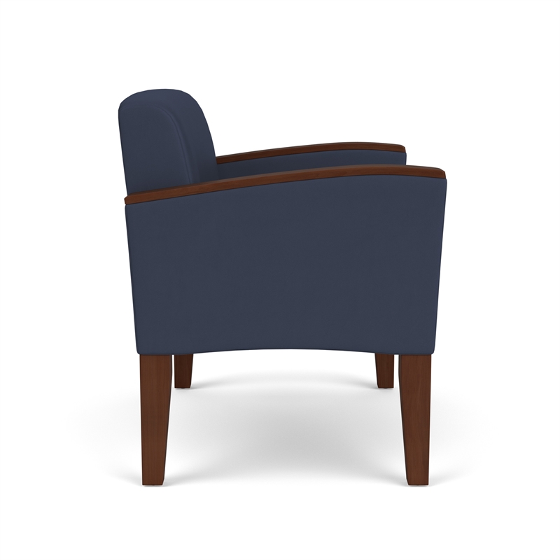 Belmont Lounge Lobby Reception Waiting Bariatric Chair / Walnut Wood Legs / Blue