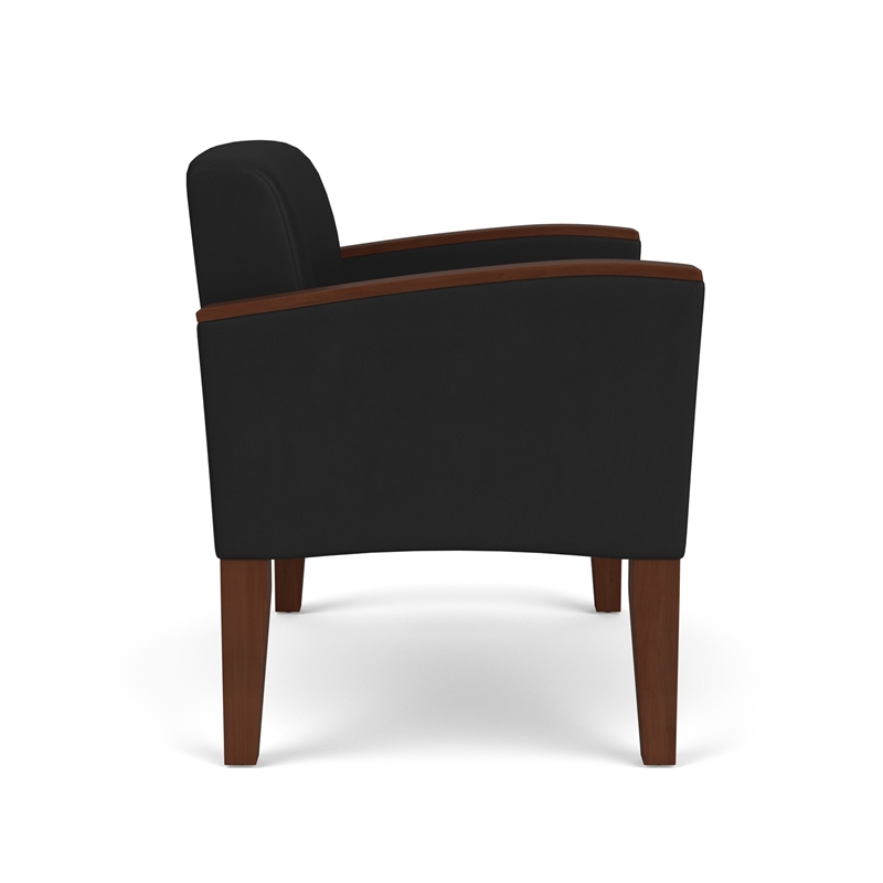 Belmont Lounge Reception Waiting Bariatric Chair / Walnut Wood Legs / Black