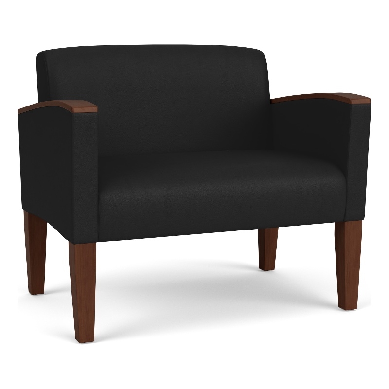 Belmont Lounge Reception Waiting Bariatric Chair / Walnut Wood Legs / Black