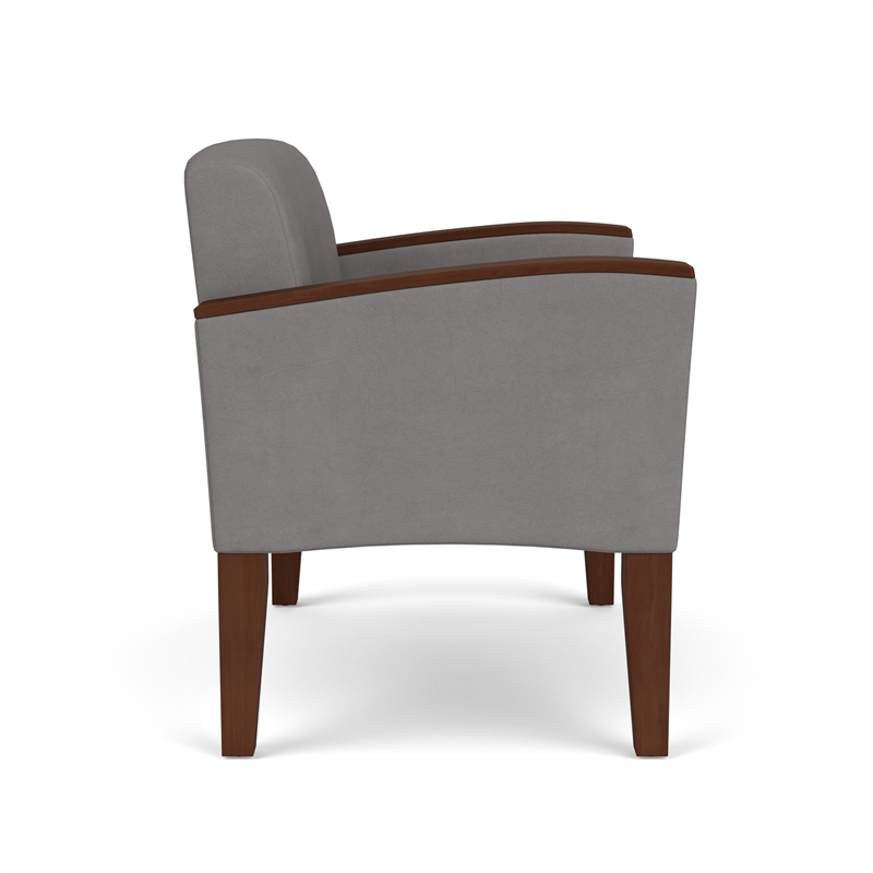Belmont Lounge Reception Waiting Bariatric Chair / Walnut Wood Legs / Light Gray