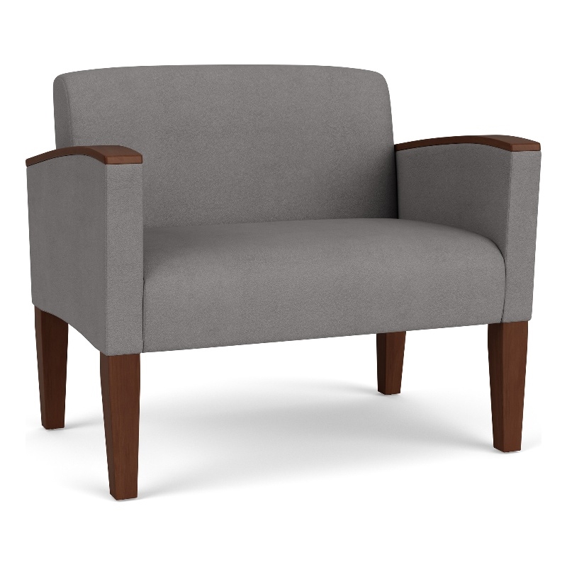 Belmont Lounge Reception Waiting Bariatric Chair / Walnut Wood Legs / Light Gray