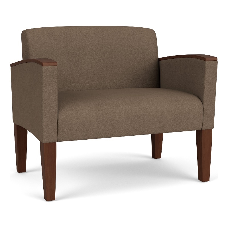 Belmont Lounge Reception Waiting Bariatric Chair / Walnut Wood Legs / Brown