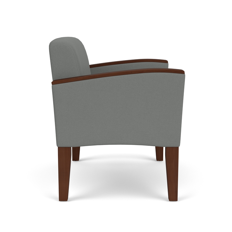 Belmont Lounge Reception Waiting Bariatric Chair / Walnut Wood Legs / Light Gray