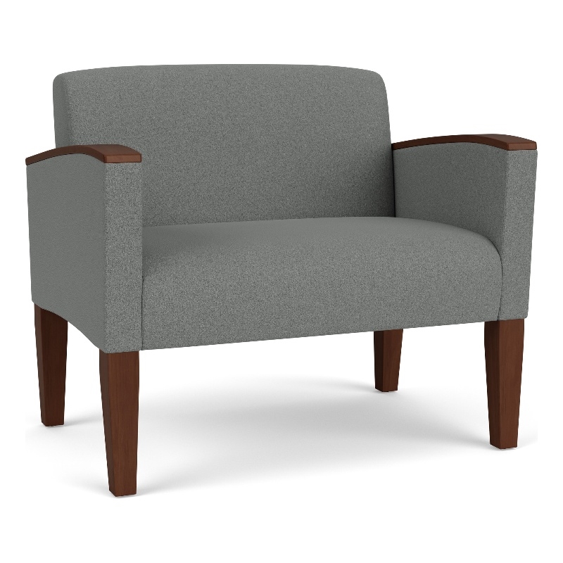 Belmont Lounge Reception Waiting Bariatric Chair / Walnut Wood Legs / Light Gray