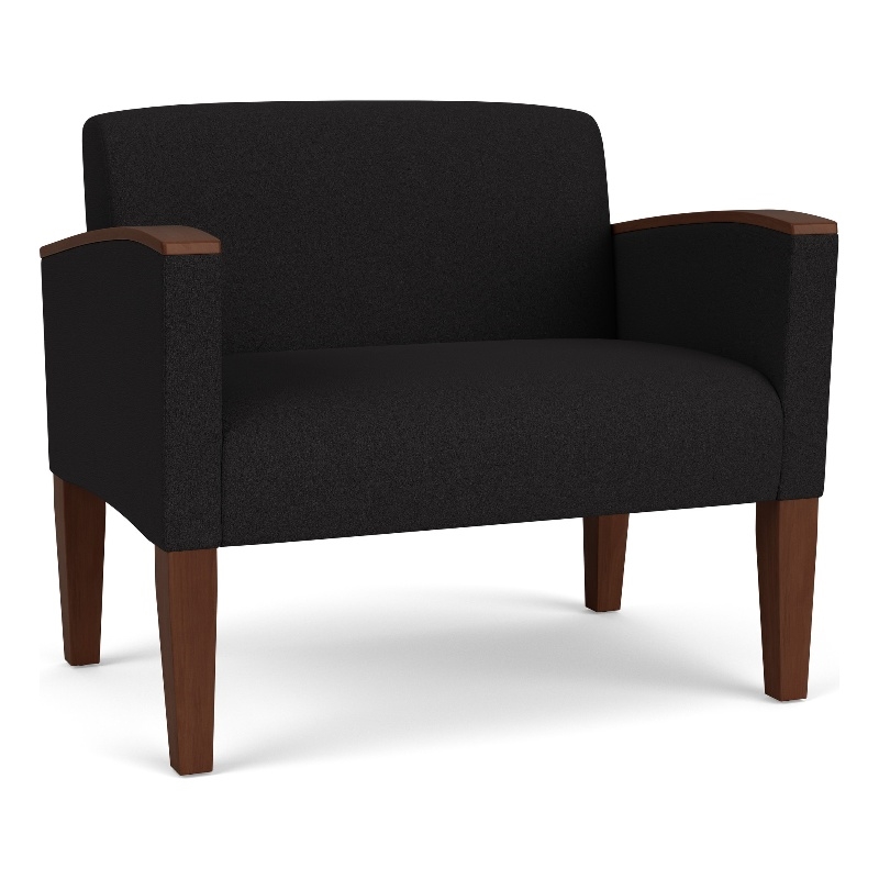 Belmont Lounge Reception Waiting Bariatric Chair / Walnut Wood Legs / Black