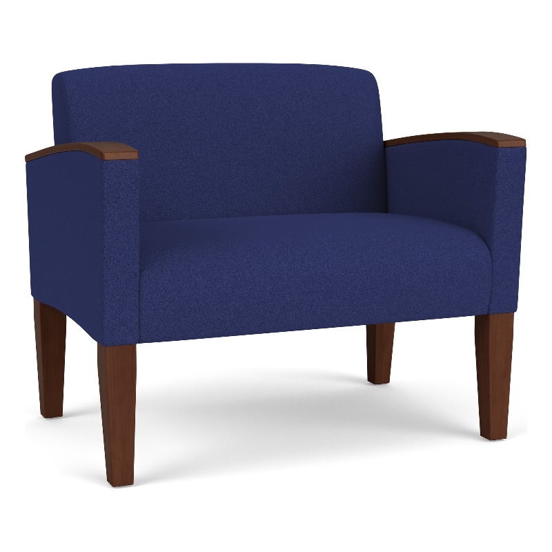 Belmont Lounge Lobby Reception Waiting Bariatric Chair / Walnut Wood Legs / Blue