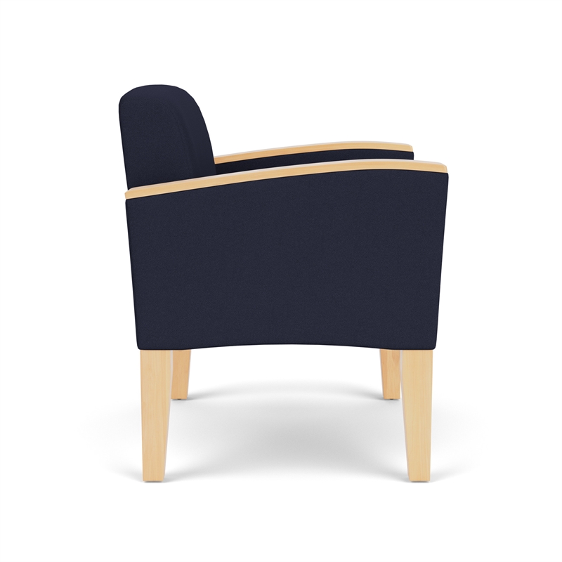 Belmont Lounge Reception Oversize Guest Chair / Natural Wood Legs / Navy Blue