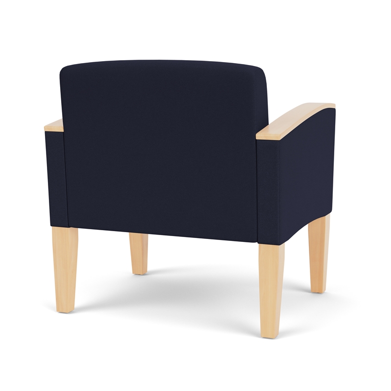 Belmont Lounge Reception Oversize Guest Chair / Natural Wood Legs / Navy Blue