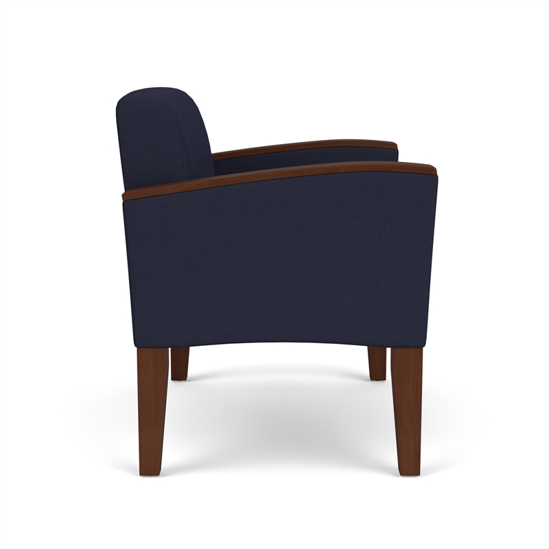 Belmont Lounge Reception Waiting Bariatric Chair / Walnut Wood Legs / Navy Blue
