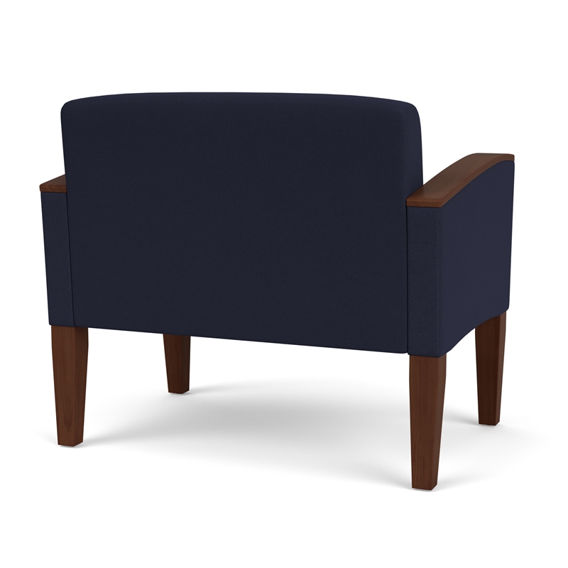 Belmont Lounge Reception Waiting Bariatric Chair / Walnut Wood Legs / Navy Blue