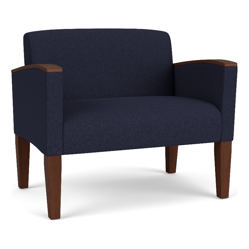 Belmont Lounge Reception Waiting Bariatric Chair / Walnut Wood Legs / Navy Blue