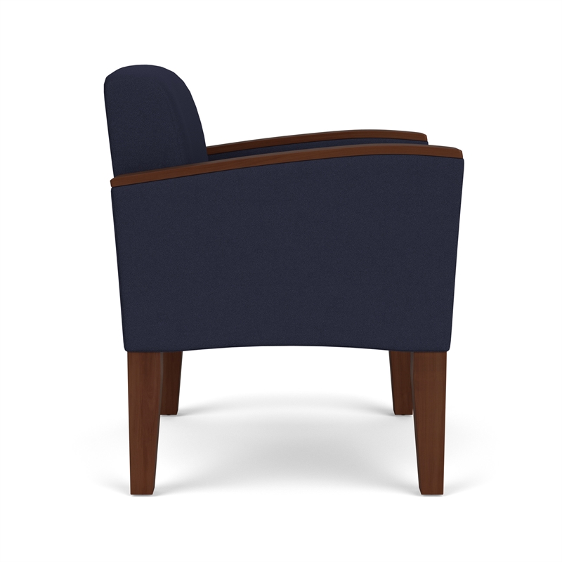 Belmont Lounge Reception Waiting Guest Chair / Walnut Wood Legs / Navy Blue