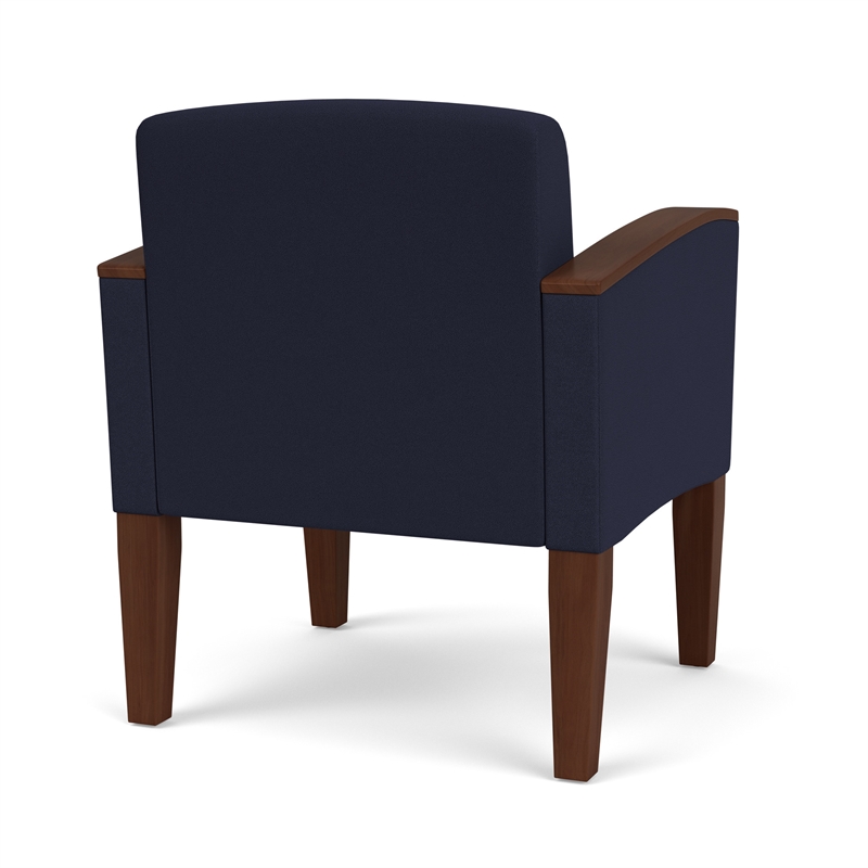 Belmont Lounge Reception Waiting Guest Chair / Walnut Wood Legs / Navy Blue