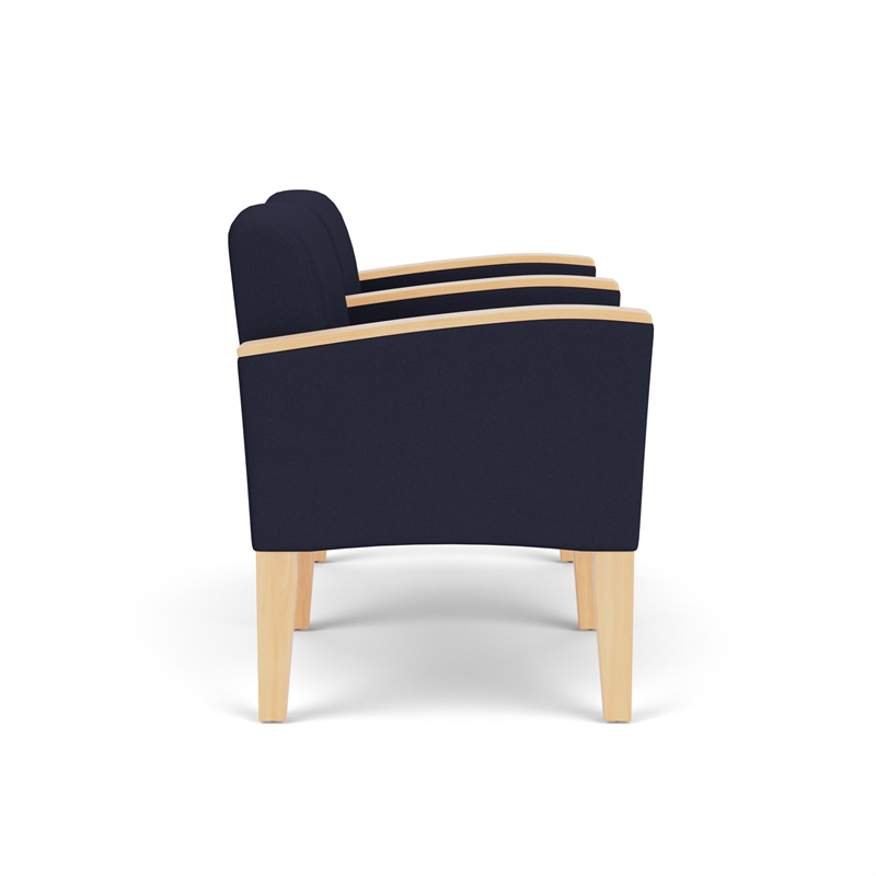 Belmont Lounge Reception 2 Seat Tandem Seating / Natural Wood Legs / Navy Blue