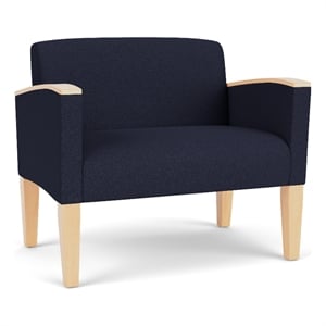Belmont Lounge Reception Waiting Bariatric Chair / Natural Wood Legs / Navy Blue