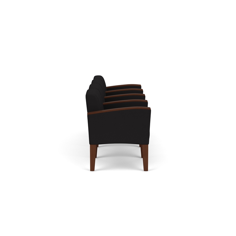 Belmont Lounge Reception 4 Seat Tandem Seating / Walnut Wood Legs / Black