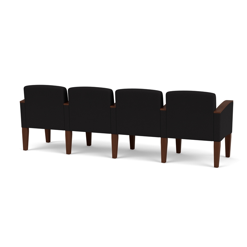 Belmont Lounge Reception 4 Seat Tandem Seating / Walnut Wood Legs / Black