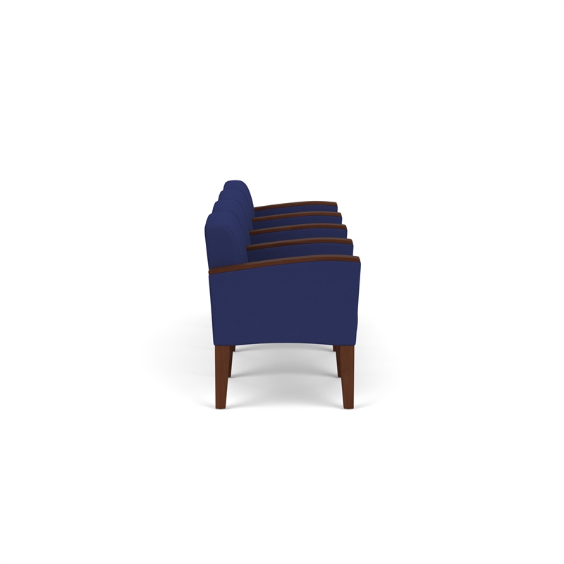 Belmont Lounge Reception Waiting 4 Seat Tandem Seating / Walnut Wood Legs / Blue