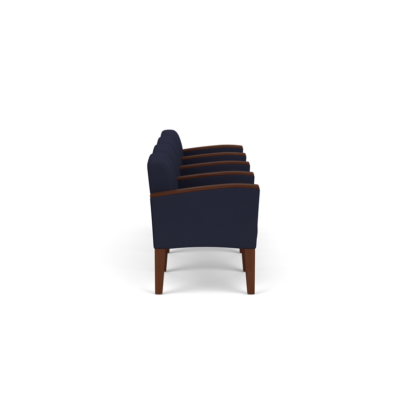 Belmont Lounge Reception 4 Seat Tandem Seating / Walnut Wood Legs / Navy Blue