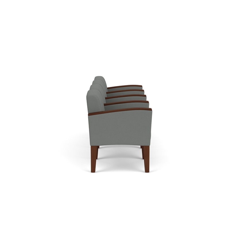 Belmont Lounge Reception 4 Seat Tandem Seating / Walnut Wood Legs / Light Gray