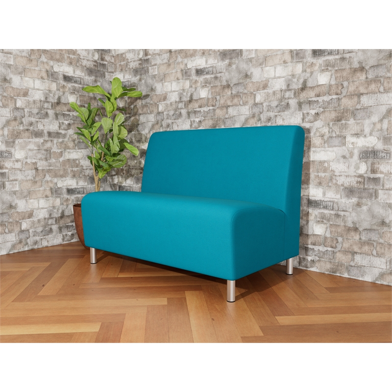 Lesro Ravenna Reception Armless Loveseat in Teal