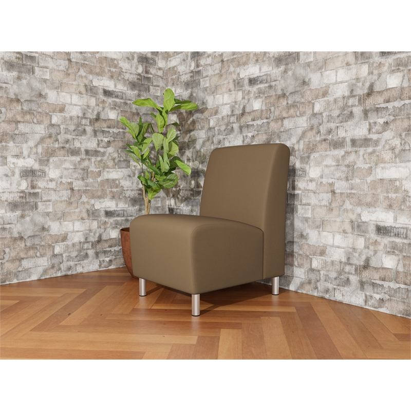 Lesro Ravenna Lounge Reception Armless Guest Chair in Brown