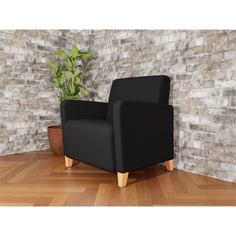 Lesro Ravenna Lounge Reception Wide Guest Chair in Black