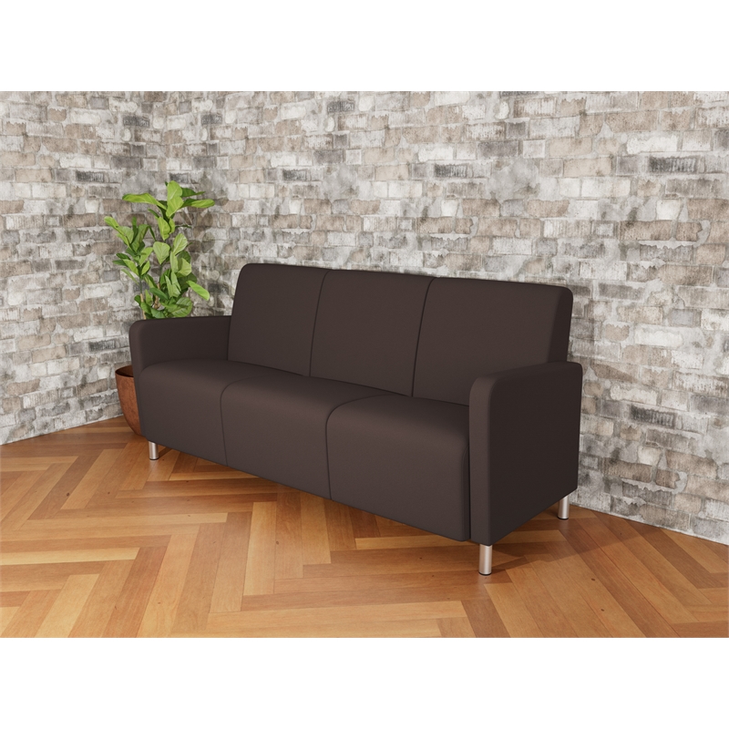 Lesro Ravenna Lounge Reception 3 Seat Tandem Seating No Center Arms in Brown
