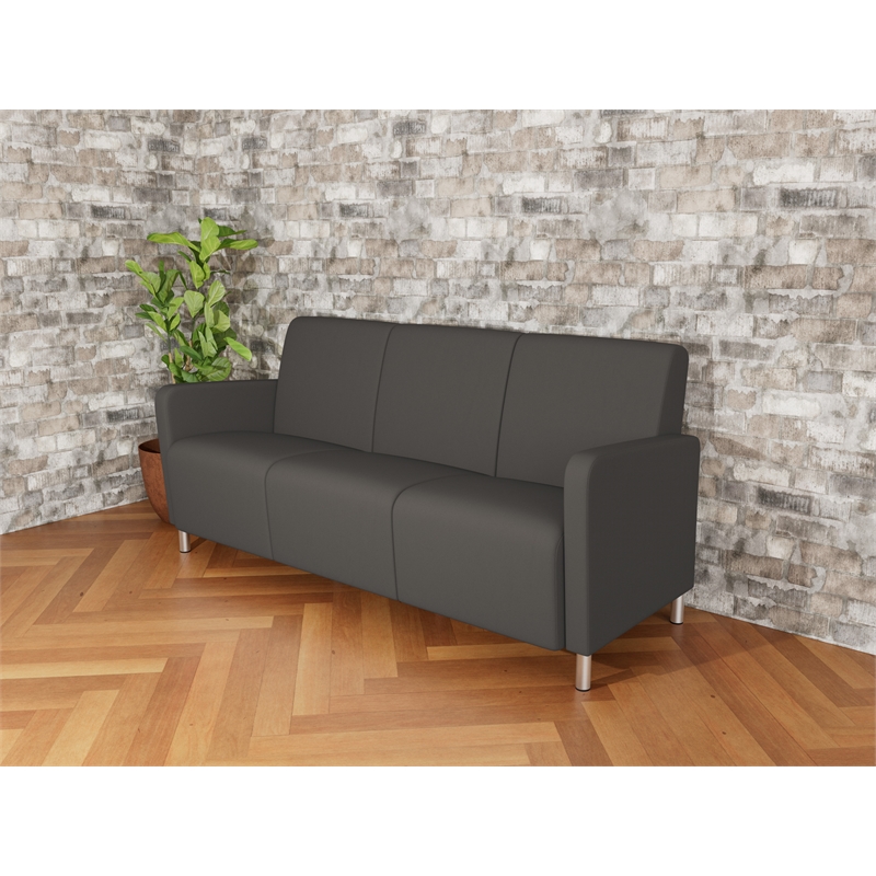 Lesro Ravenna Lounge Reception 3 Seat Tandem Seating No Center Arms in Gray