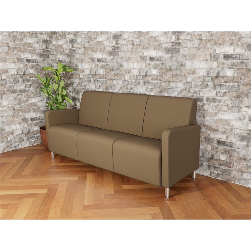 Lesro Ravenna Lounge Reception 3 Seat Tandem Seating No Center Arms in Brown