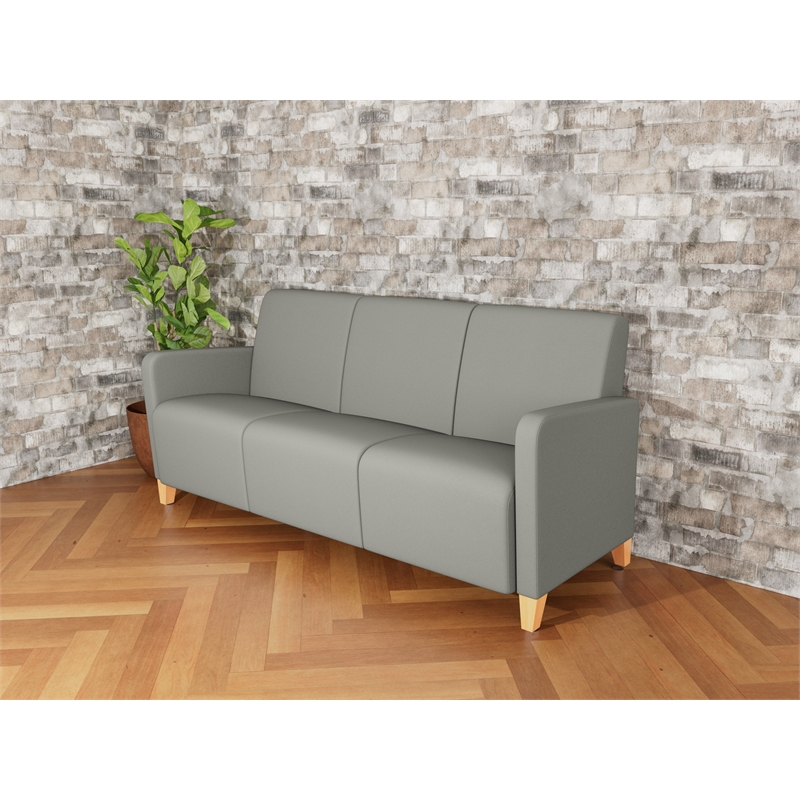 Lesro Ravenna Lounge Reception 3 Seat Tandem Seating No Center Arms in Gray
