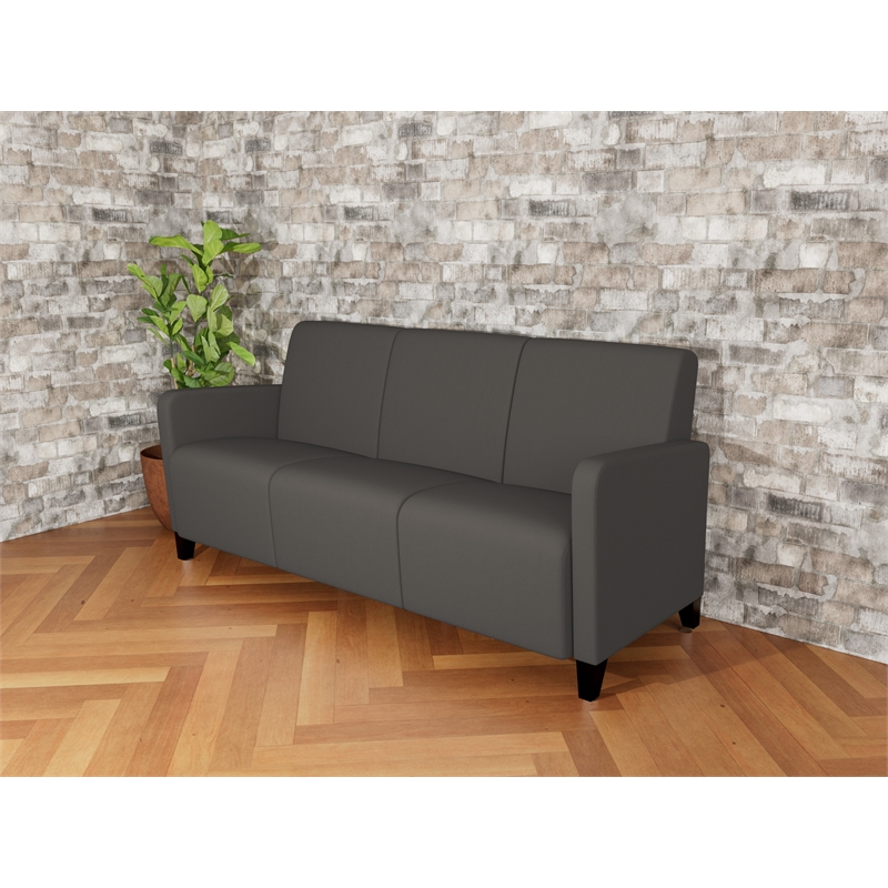 Lesro Ravenna Lounge Reception 3 Seat Tandem Seating No Center Arms in Gray