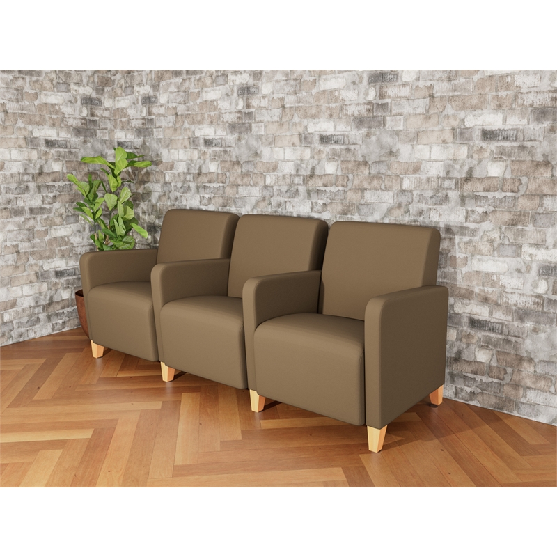 Lesro Ravenna Lounge Reception 3 Seat Tandem Seating in Brown