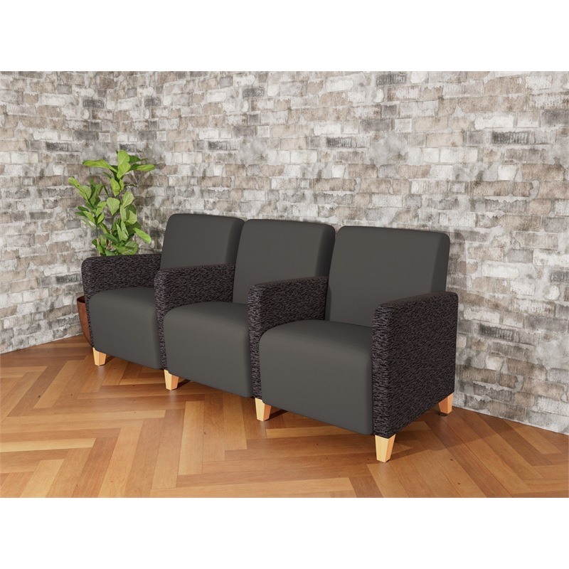 Lesro Ravenna Lounge Reception 3 Seat Tandem Seating in Gray