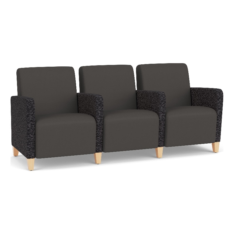 Lesro Ravenna Lounge Reception 3 Seat Tandem Seating in Gray