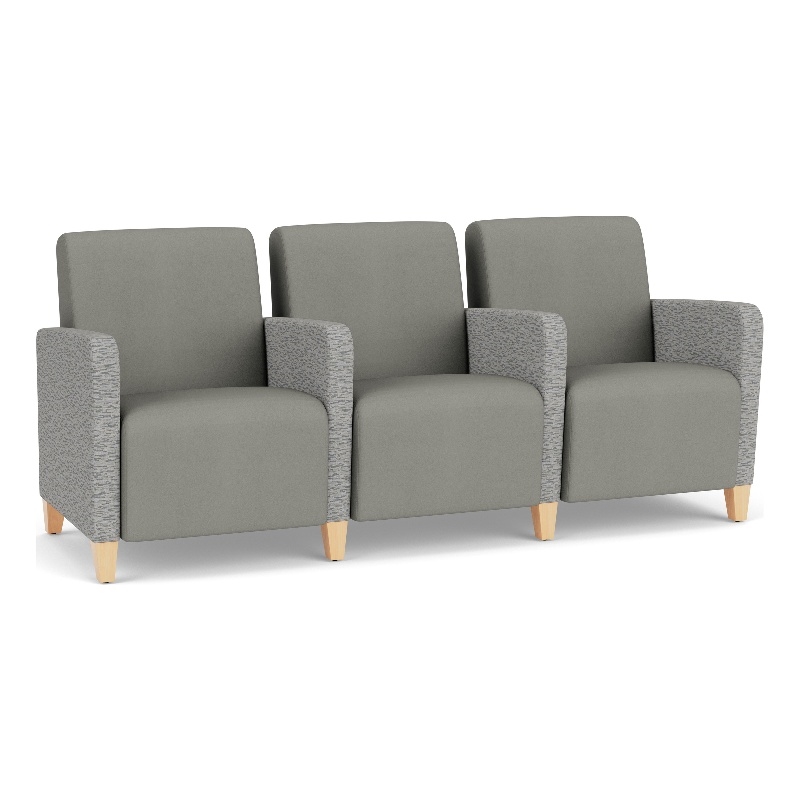 Lesro Ravenna Lounge Reception 3 Seat Tandem Seating in Gray