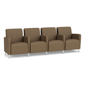 Lesro Ravenna Lounge Reception 4 Seat Tandem Seating in Brown