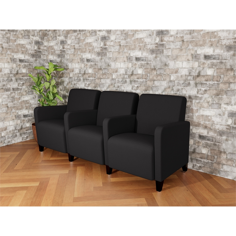 Lesro Ravenna Lounge Reception 3 Seat Tandem Seating in Black