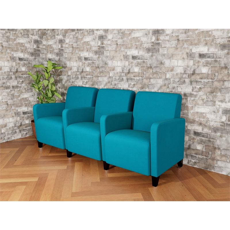 Lesro Ravenna Lounge Reception 3 Seat Tandem Seating in Teal