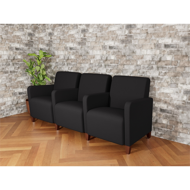Lesro Ravenna Lounge Reception 3 Seat Tandem Seating in Black