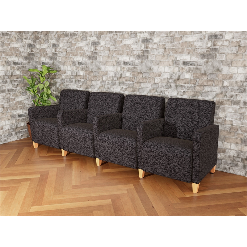 Lesro Ravenna Lounge Reception 4 Seat Tandem Seating in Black