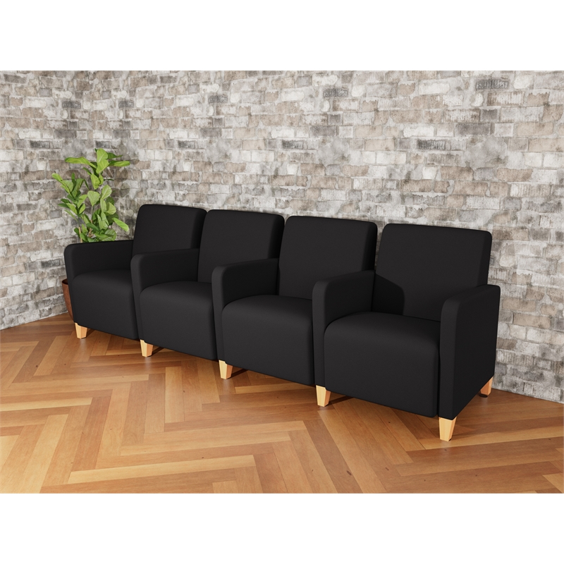 Lesro Ravenna Lounge Reception 4 Seat Tandem Seating in Black