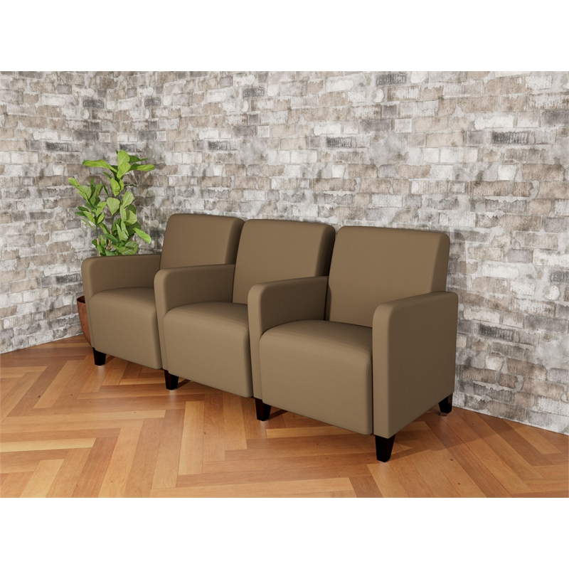 Lesro Ravenna Lounge Reception 3 Seat Tandem Seating in Brown