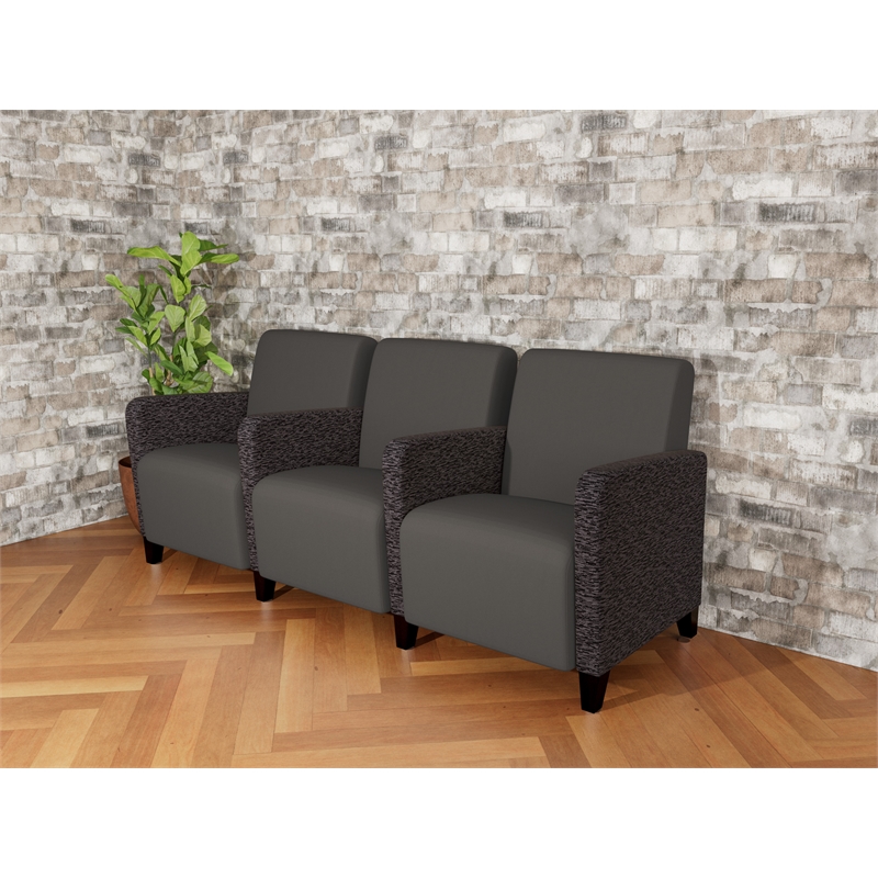 Lesro Ravenna Lounge Reception 3 Seat Tandem Seating in Gray